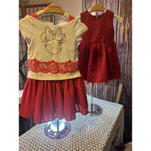 Disney Minnie and Purple Rose Girls Red Dress Set 3T